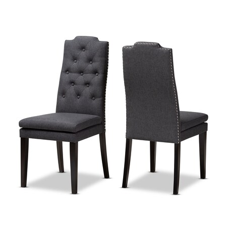 Baxton Studio Dylin Charcoal Upholstered Button Tufted Wood Dining Chair, PK2 155-9113